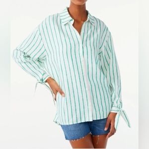 Scoop NYC | Striped Linen Blend Top